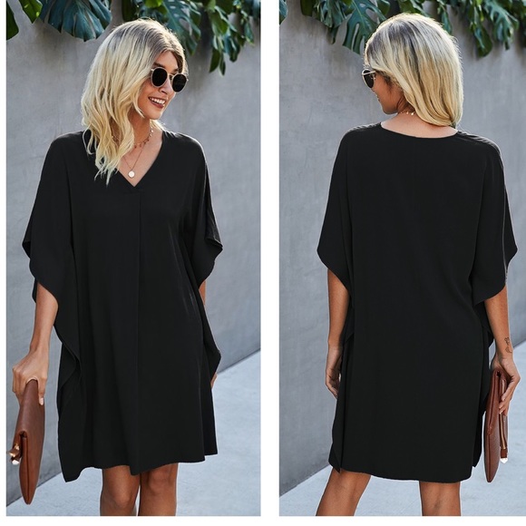 None Dresses & Skirts - Black Dolman Sleeve Classic Mini Dress NWT